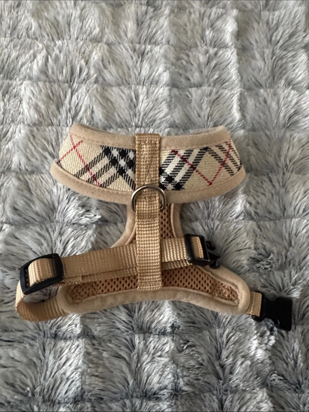 Beige Plaid Dog Harness